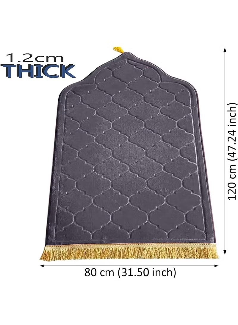 سجادة صلاة منقوشة بلون أبيض كريمي، مقاس كبير 80×120 سم، سطح مخملي مانع للانزلاق، مبطنة سميكة، تصميم جديد، سجادة صلاة للرجال والنساء، هدية مثالية للعيد ورمضان - Image 3